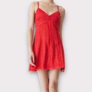 ALICE + OLIVIA | Genevieve Spaghetti Strap Bright Poppy Mini Feminine
